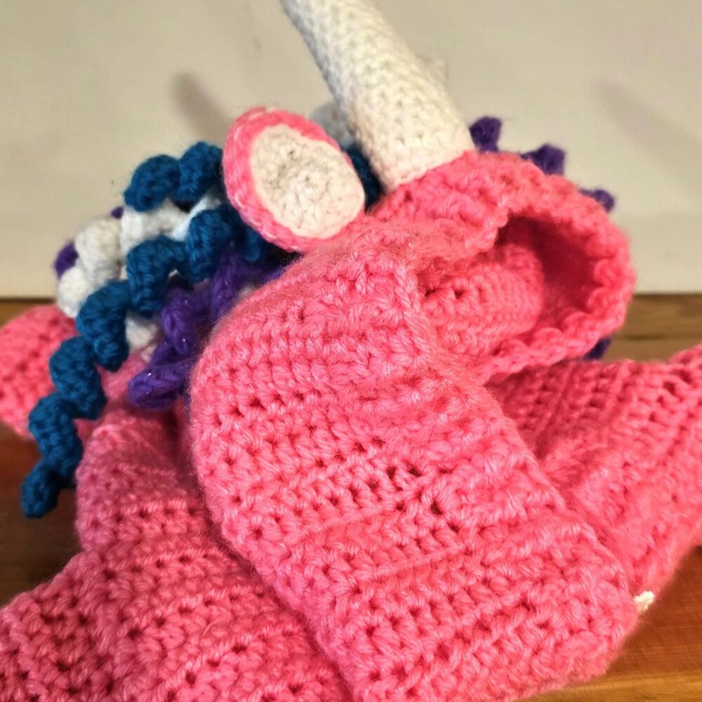 Handmade Pink Unicorn Crochet Toddler Sweater